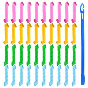 FEPITO 40 Pack Spiral Hair Curlers and Wave Styling Kit - No Heat Curlers and Hooks for All Lengths, 30cm/ 12inch