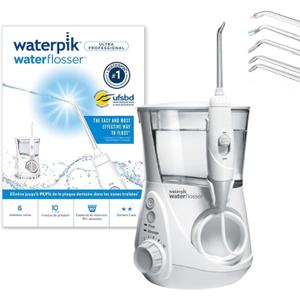 Waterpik Aquarius Water Flosser For Teeth Cleaning, Gums, Braces, Dental Care, Electric Power With 10 Settings, 7 Tips For Multiple Users And Needs, ADA Accepted, White WP-660