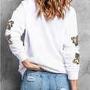 SELINK Womens Sequin Sweatshirt Oversized Crewneck Long Sleeve Casual Pullover Tops (White, XXL)
