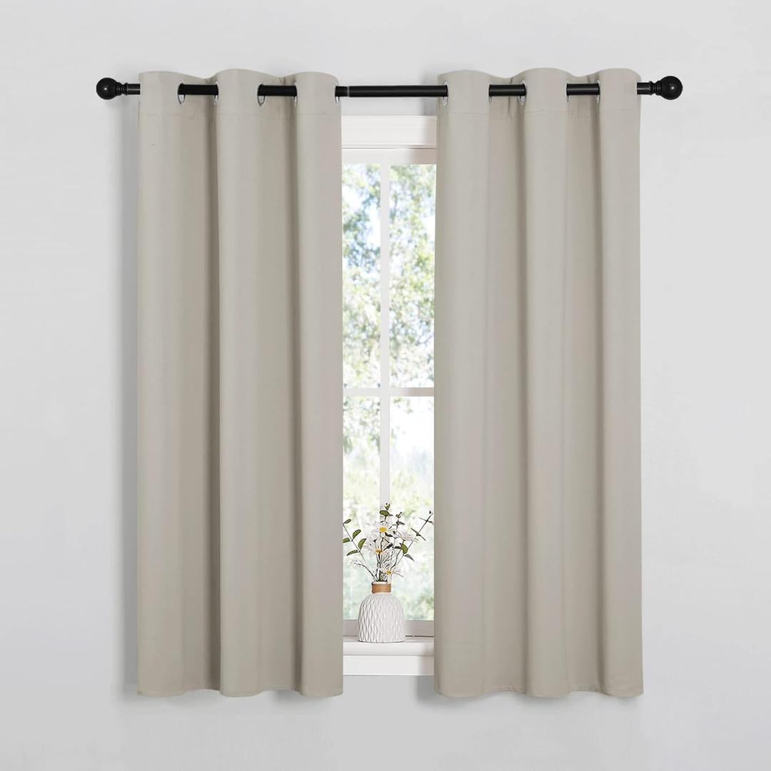 NICETOWN Room Darkening Draperies Window Curtain Panels, Thermal Insulated Grommet Room Darkening Curtains for Bedroom (Natural, 2 Panels, W34 x L54 -inch)