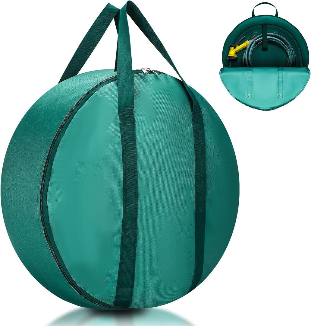 600D Oxford RV Hose Storage Bag Garden Hose Cover Multipurpose Heavy Duty Bag Tool Covers for EV Charging Cable Car Battery Jumper Cables RV Sewer Pipe Extensions, Green 7.87"L x 5.91"W