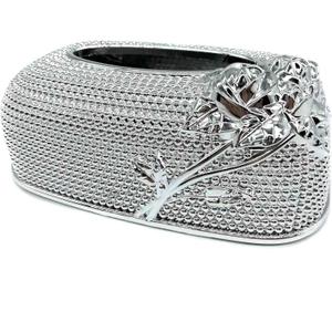 Victorian Decor Tissue Box Cover Rectangular, Silver Plastic Tissue Holder, for Napkin Holder Home Decor for Bathroom, Bedroom, Living Room, Office