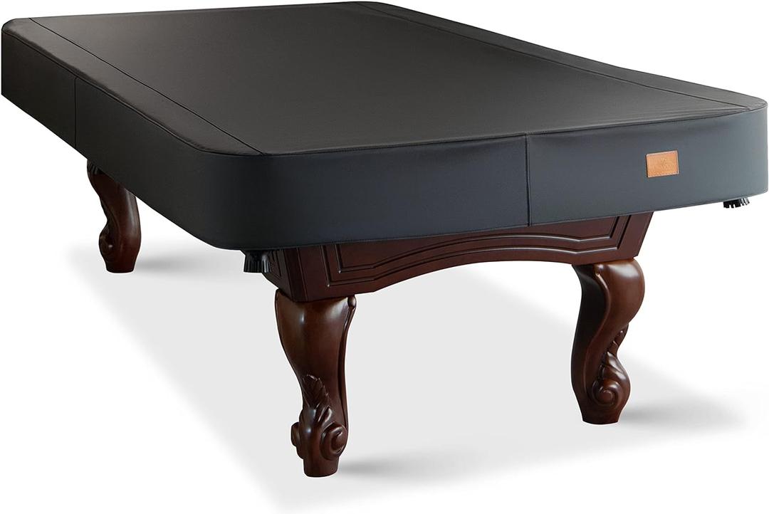 Heavy Duty Leatherette Billiard Pool Table Cover, Waterproof & Tearproof Covers for Pool Table 7/8/9FT Fitted (7 Feet/ Black) (7FT-(92"LX 52"WX 8H), Black Charcoal/Matte)