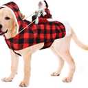 Dog Cat Christmas Winter Plaid Hoodie Coat for Pet - Santa Claus Running Xmas Dog Clothes XXXL