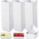 Homaisson 50 Pcs Melamine Dipping Bowls, White Sauce Cups - Mini Serving Dishes for Sushi & Condiments, Portable Catering Set for Party and Picnic Events