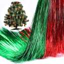 14000 Piece Christmas Icicle Tinsel Foil Fringes Tinsel Birthday Tinsel Curtain Strand Icicle Tinsel Christmas Tree Tinsel Decoration for Christmas Holiday Decor Birthday Supplies (Red and Green)