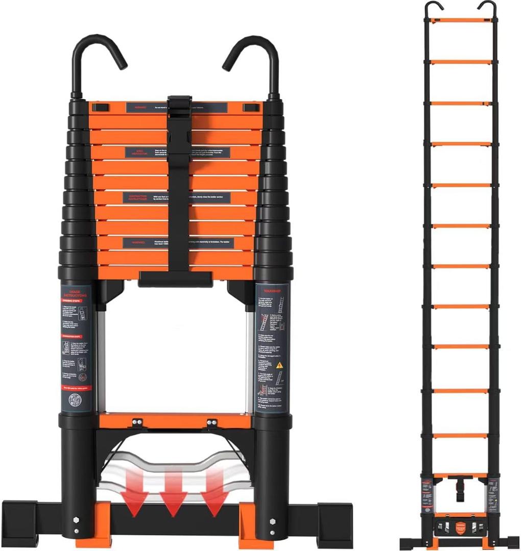 Telescoping Ladder, 16.5FT Extension Ladder，One-Step Collapsible, Aluminum Ladder for RV Home Outdoor, 330lbs Max Capacity