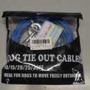 10/15/20/25/30 FT Dog Tie Out Cable - Steel Wire Dog Runner with Durable Clips for Outside Lead - Blue - Up to 165 lbs