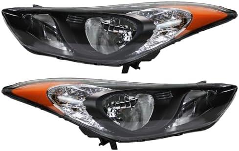 Amazon.com: F CARFITTING 2011 2012 2013 Elantra Headlights,Headlight Assembly Fit for Hyundai Elantra 2011-2013 Halogen Headlamp Repalcement Driver Passenger Side Black Housing Amber Reflector Clear Lens : Automotive