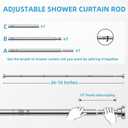 Adjustable Tension Shower Curtain Rod 2676 Inch, No-Drill Stainless Steel 1-Inch Diameter Non-Slip Spring Telescoping Curtain Rod for Bathroom, Window, Kitchen, Closet & Room Divider, Silver