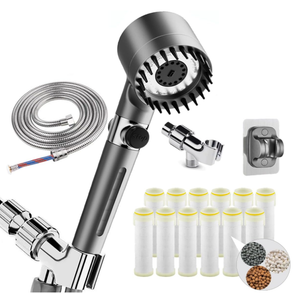 HOTIMO Filtered Shower Head with Handheld  High Pressure 3 Spray Modes Showerhead with Filters, 11 Replaceable Water Softener Filters for Hard Water | Ion Shower Drops Head with 75" AntiBurst Hose