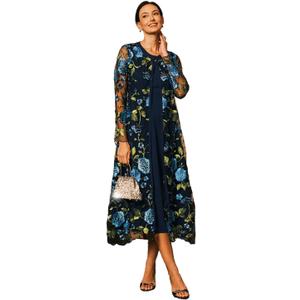 Women's Maxi Dresses 2 Piece Outfit Wedding Guest Cocktail Tea Party Dress Ruffle Lace Floral Casual Formal Evening Dress (XL)