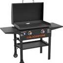 BLACKSTONE 1883 Original 28 Griddle with Integrated Protective Hood and Counter Height Side Shelves, Powder Coated Steel, Black