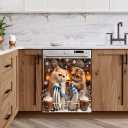 Dishwasher Magnet Cover Decoration, Cute Cats Dishwasher Refrigerator Protection Magnetic Sticker, Kitchen Art Decor 23x25.5 inches (Sister Cats)