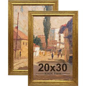 KTKDE 20x30 Picture Frame Set of 2, Ornate Vintage Poster Frames - 20 x 30 Antique Photo Frame for Rustic Gold frame Wall Decor Display Retro Home Decor best gift