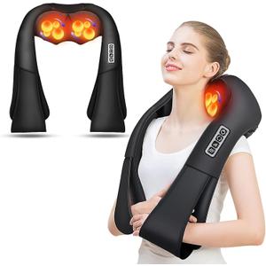 AERLANG Shiatsu Back and Neck Massager, Back Massager Deep Tissue Kneading Neck and Shoulder Massage with Heat, Electric Massage Pillow Fathers Day Gift Ideas from Daughter Son (Black)