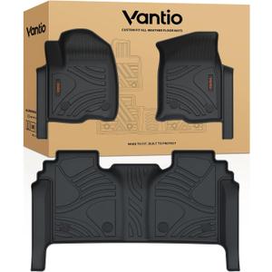 Floor Mats for 2019-2026 Chevrolet Silverado/GMC Sierra 1500 & 2020-2026 2500HD/3500HD Crew Cab (w/Rear Under-seat Storage), All-Weather TPE Custom Fit Floor Liners