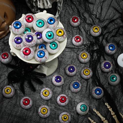 WinnerWhy 40 Pcs Halloween Plastic Eyeballs 10 Pairs Fake Eye Balls Halloween Decor 1.2 Scary Realistic Eyeball Moving Wobbly Toys for Horror Props Trick or Treat Party Cosplay (Multi Color)