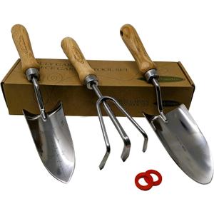 Classic 3-Piece Garden Tool Set - Durable Stainless Steel with Wood Handles. Trowel, Rake & Transplanter for Easy Digging, Weeding & Planting - by Truly Garden Classic 3-Piece Garden Tool Set - Durable Stainless Steel with Wood Handles. Trowel, Rake & Transplanter for Easy Digging, Weeding & Planting - by Truly Garden