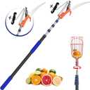 26FT Reach Pole Saw, Telescoping Tree Trimmer with 5-20FT Extension Pole, Sharp Steel Blade and Scissors, Fruit Picker, Extendable Long Handle Tree Pruner for Yard Garden Trees Palms Shrubs