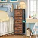Huuger Tall Dresser for Bedroom, 7 Drawer Dresser & Chests of Drawers, Fabric Drawer for Closet, Bedroom, Night Stand, Metal Frame, Storage Tower with Fabric Bins, Rustic Brown