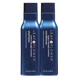 Leaf & Flower Shampoo & Conditioner 12 oz Duo Set | Necessities And Essentails Packaging (Blue/Damage Correction)