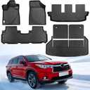 for Toyota Highlander Floor Mats 2008 2009 2010 2011 2012 2013 (Not for Hybrid), TPE All-Weather Liners Full Set, Front Mats, Cargo Liner & Backrest Mats for Toyota Highlander Accessories 2008-2013