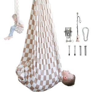 Bouncee Sensory Swing I 55"x60" Indoor or Outdoor Hammock I Special Needs I Autism Sensory I Relaxing Calming Pod I Holds up to 200 Pounds I Tan