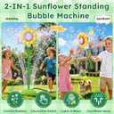 Bubble Machine for Kid, Flower Bubble Maker with Lights and Music, Adjustable Height Bubble Stand Machine with Water Spray for Kid, Automatic Bubble Machine for Parties Birthday Wedding Outdoor