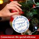 3 x First Christmas Engagement Ornament Gifts for Couples, Blue 2025 Engaged Ornaments for Christmas Tree, Ceramic