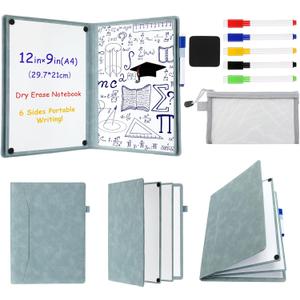 Feifeiya 6 Sides Dry Erase Notebook Portable White Board 12"x9"(a4) Travel Dry Erase White Board Notebook Foldable Anti-ghosting Surface for Office, School, Study, Travel & Business Meeting Planning