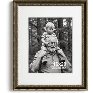 Yaetm 16x20 Picture Frame, Ornate Vintage Frame for Prints, Brown Champagne