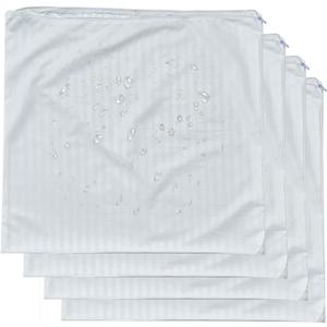 Kingnex 4 Pack Striped Feather Proof Pillow Protectors 16x16 Waterproof Pillow Covers for Square Throw Pillow 16x16 (White)