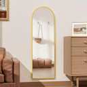 Rowjut Full Length Door Mirror, Wall Mounted Wall Mirrors, 50"X16" Arched Behind Door Mirror for Use in Living Rooms, Rooms, Bedrooms, Cloakrooms, etc. Durable & Stylish Home Decor (Gold).