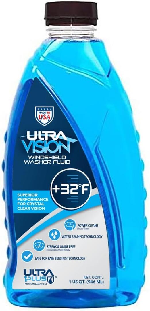 UltraVision Windshield Washer Fluid - Advanced Formula for Car Windshield Wiper Fluid Crystal-Clear Vision in Weather Conditions +32F - All Weather - Bug Remover - 1 US Quart