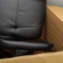 Amazon Basics Office Computer Task Desk Chair with Padded Armrests, Mid-Back, Adjustable, 360 Swivel, Rolling, 275 Pound Capacity, 24.2"D x 24"W x 34.8"H, Black Faux Leather