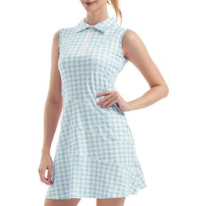 FKEEP Women's Tennis Golf Dresses Zipper V-Neck Sport Activewear with Shorts and Pocket Workout Athletic (Blue Plaid) XS