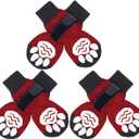 EXPAWLORER 6PCS Anti-Slip Dog Socks to Prevent Licking Paws,Dog Shoes for Hot Pavement,Best Paw Protector Traction Control on Hardwood Floor,Dog Booties for Puppy Small Medium Large Senior Dogs (Red)