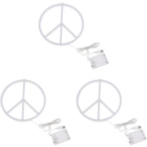 Uonlytech 3Pcs Led Peace Sign Neon Light Battery Operated Night Lamp for Bedroom Wall Decor Romantic Party Ambiance 8.66In