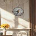 LKETW Winter Bird Oval Wall Art Decor, Rustic Winter Oval Canvas Hanging Decor, Snowy Cottagecore Farmhouse Bird Wall Decorations for Home Bedroom Living Room, 8.6x11.4 Inch (Christmas Winter brid)