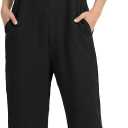 Overalls for Women 2026 Casual Sleeveless Bib Pants Adjustable Straps Jumpsuits Loose Fit Rompers with Pockets (Black, L)