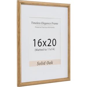 16x20 Picture Frame, 16x20 Oak Wood Poster Frame Display 16 x 20 without Mat or 11x14 with Mat, Wooden Frame with Tempered Glass for Photos, Posters & Art Prints, Home decor, 1 Pack (Natural White Oak)