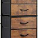 WLIVE Tall Dresser for Bedroom, 6 Drawer Dressers & Chests of Drawers, Fabric Dresser for Closet, Night Stand with Metal Frame, Storage Tower with Fabric Bins, Wood Top, Rustic Brown Wood Grain Print (11.73"D x 15.67"W x 39.37"H)