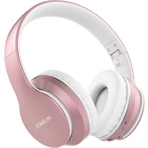 JOMILIN B9 Bluetooth Headphones Over-Ear, 3 EQ Music Modes and 50H Playtime Wireless Headphones with Mic, Hi-fi Stereo Lightweight Folding Headset, Volume Control for Travel Tablet PC (Rose Gold)