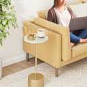 Drink Table Pedestal, Round Side Table, Drink Tables for Small Spaces, Pedestal End Table, Small Pedestal Table (Gold)