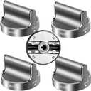 TOMOON 2025 Upgraded W10766544 Gas Stove Knobs Replacements for Whirl.Pool Range Oven WFG540H0ES0 10430807 W10676228 4248219 AP5958476 PS10067059 EAP10067059-Stainless Steel Oven Knobs-5 Pack