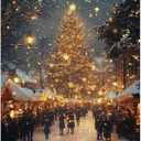 (Set of 3) Santa Claus And Reindeer Art, Rustic Winter Scene for Christmas Canvas Wall Art Print Poster For Home School Office Decor (Wood Frame) 35in. x 24in.