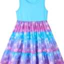 Lovekider Little Girls Casual Cotton Sleeveless Dresses Summer Swing Twirly Sundress Kids 3D Cute Sun Dress 4-8T (Blue-purple Mermaid)