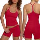 SUUKSESS Women Sexy Workout Sets Padded Sports Bra High Waisted Shorts Outfits (Medium, 04 Red)