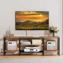 HOOBRO TV Stand with Power Outlets to 75 Inches, TV Console Table with Open Storage Shelves Cabinet, Industrial Media Entertainment Center for Living Room Bedroom, Rustic Brown and Black BF60DS01, 63 Inch